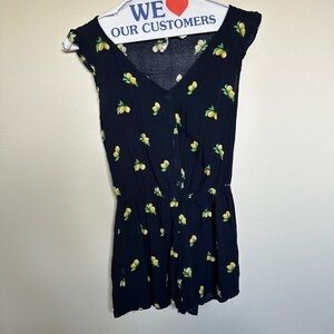 Mimi Chica Blue and Yellow Romper Buttoned Tie Front